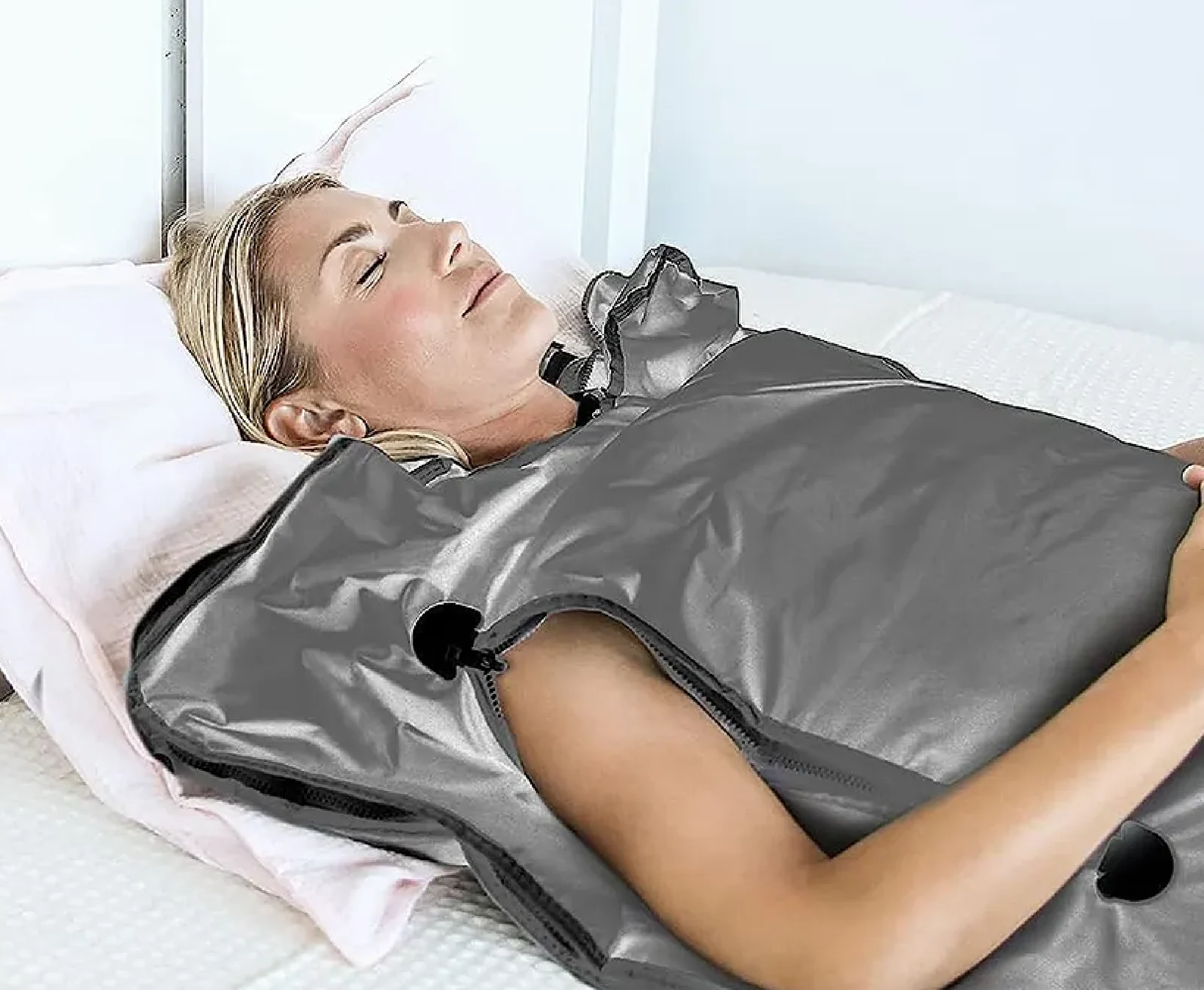 Infrared sauna blanket session
